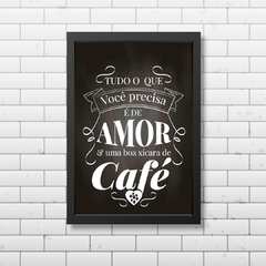 PLACA FRASE AMOR E CAFÉ - comprar online