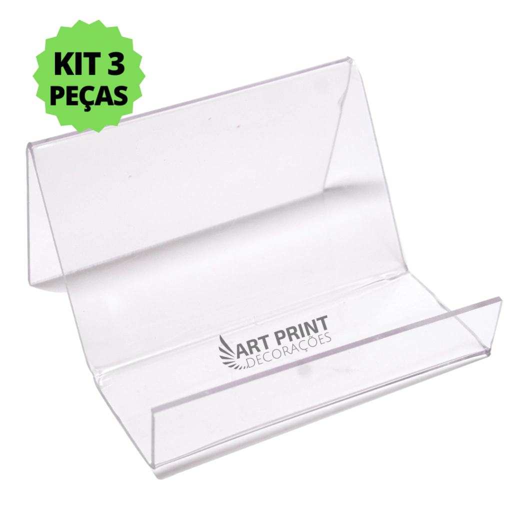 3 Displays Suporte Porta Cartão Visita Expositor PS Cristal