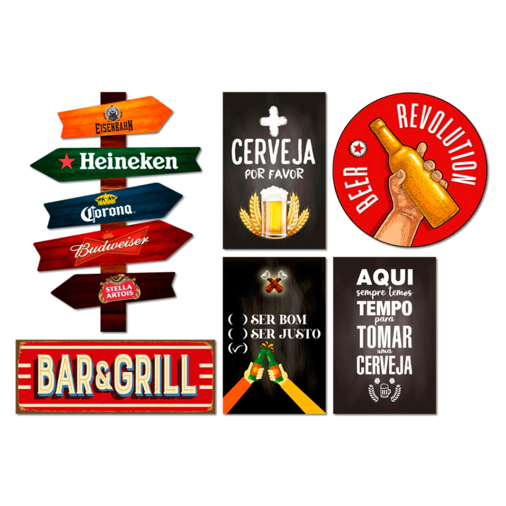 KIT 6 PLACAS BEBIDAS 32