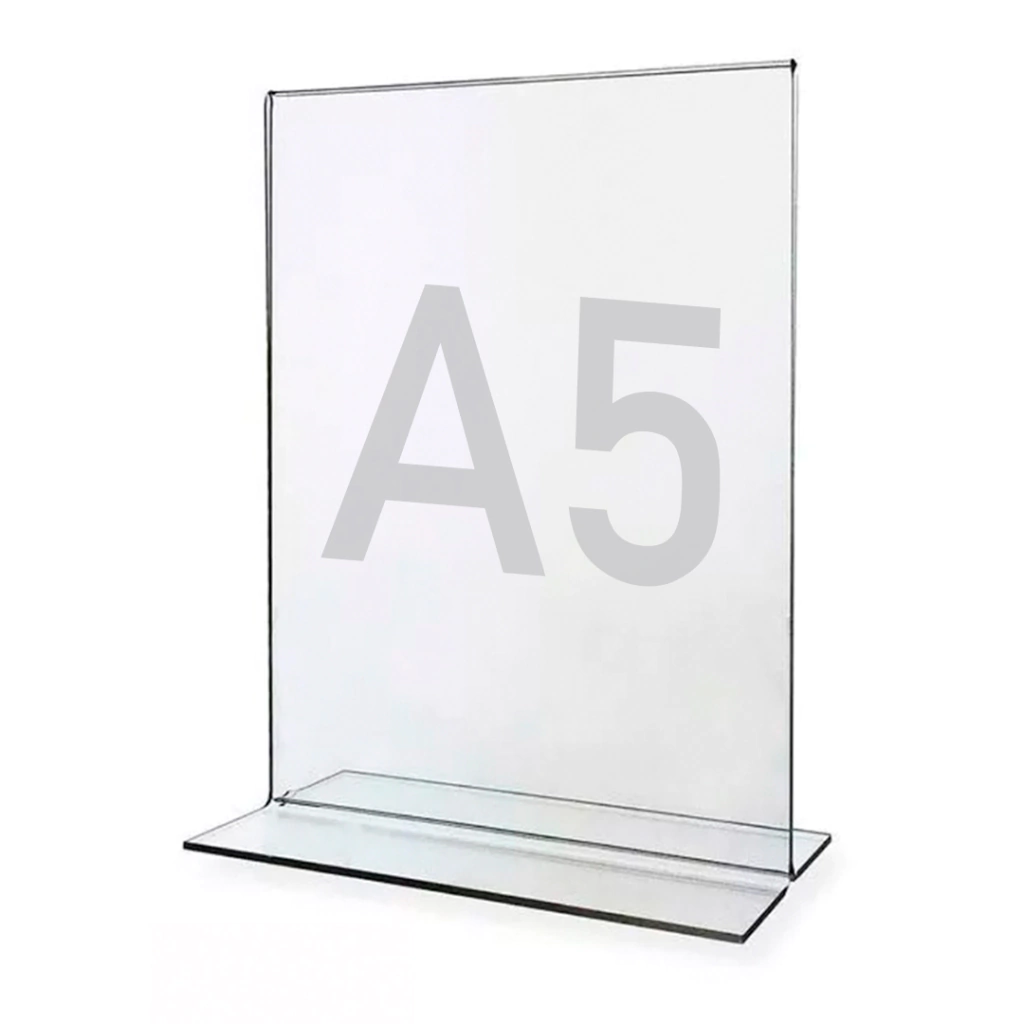 Display Expositor T A5 15x21cm Acrílico PTEG Cristal Balcão