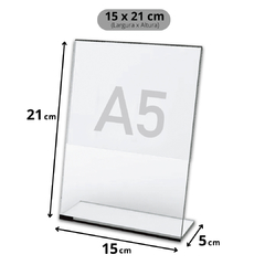 Kit 5 Displays Expositor A5 Em L Ps Acrílico Balcão Mesa - comprar online