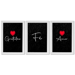 Kit 3 Placas Decorativas Frase Gratidão Fé Amor na internet