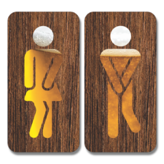 Kit 2 Placas Sinalização Banheiros Beer 20x10 cm