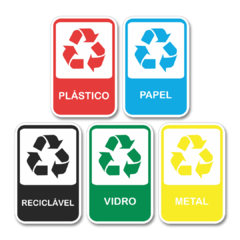 Kit 5 Placas Sinalização Reciclagem 20x13 cm