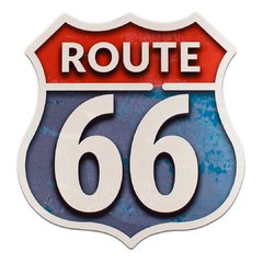 PLACA RECORTE ROUTE 66 30x30 cm