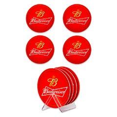 PORTA COPOS BUDWEISER 4 PEÇAS + SUPORTE