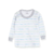 Remera manga larga blanca con rayas en verde, gris y celeste