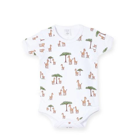 Body manga corta color blanco estampado jirafas