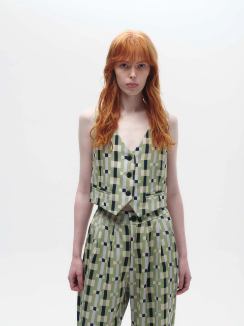 Chaleco Sara Print Verde - comprar online