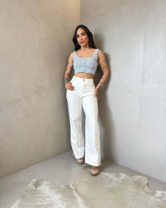Calça Wide Leg Sarja Ref 122024 - Preta Madá Jeans