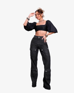 Calça Wide Leg Ref 712025 - Preta Madá Jeans