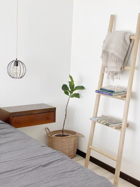 Escalera/biblioteca con estantes