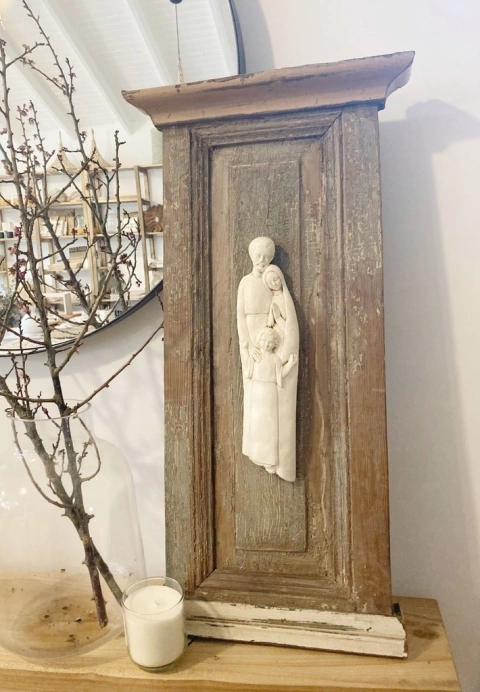 Tablero con moldura Sagrada Familia paz 37x71