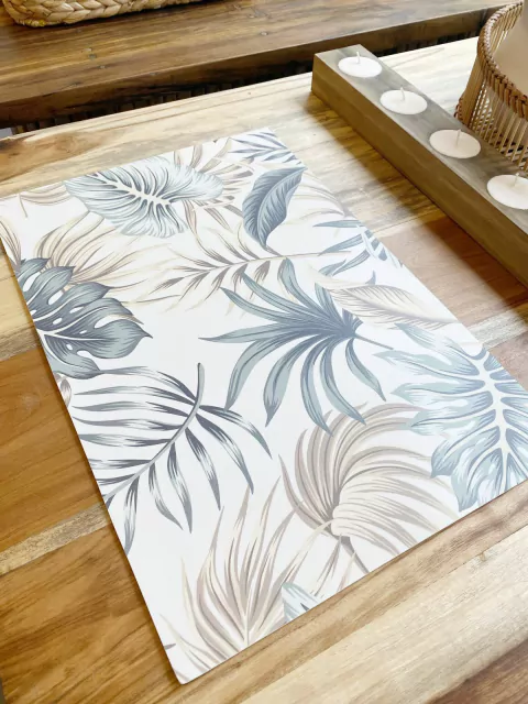 Individual Eco Cuero Rectangular Hojas Verde y Maíz