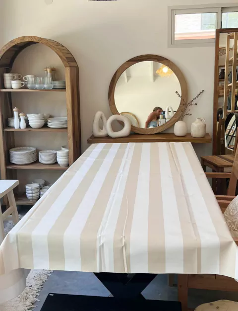 Mantel Eco cuero rayas vison