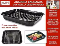 Imagen de Asadera Enlozada Con Rejilla Desgrasadora Para Horno 26x31cm