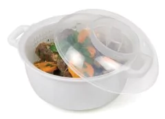 Set Cacerolas Para Microondas Plasutil Con Vaporera Y Tapa en internet