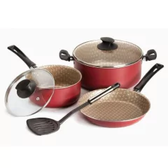 Batería Set Cocina Antiadherente Jovifel Rivoli 4piezas Rojo