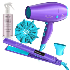 Set Planchita Led + Secador + Protector Gama Bloom Violeta