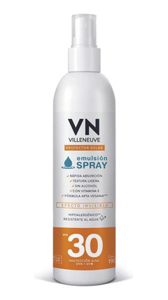 Protector Solar Emulsión Spray Villeneuve Fps 30