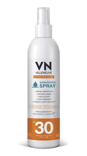 Protector Solar Emulsión Spray Villeneuve Fps 30