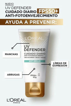Crema Antiarugas Loreal Uv Defender Anti-brillo Fps50+ - Tienda Ramona