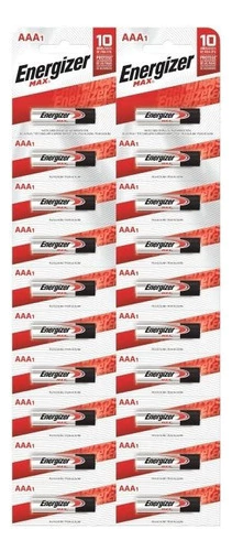 20 X Pilas Aaa Energizer Max E92 Pilas Alcalinas 1.5v