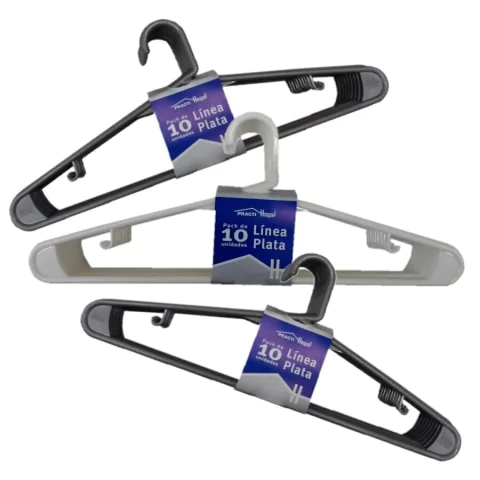 Perchas Plásticas Triangulo Pack 30un Practi Hogar Plata - comprar online