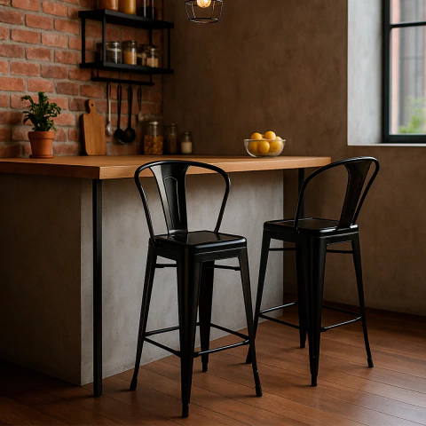 Par Banquetas Tolix Con Respaldo Ancho - comprar online