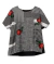 Remera zara T.L Negro Y Con Flores Rojas (V6322)