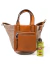 Cartera Jazmin Chebar Cuero Camel Tejido Beige (110005) - comprar online
