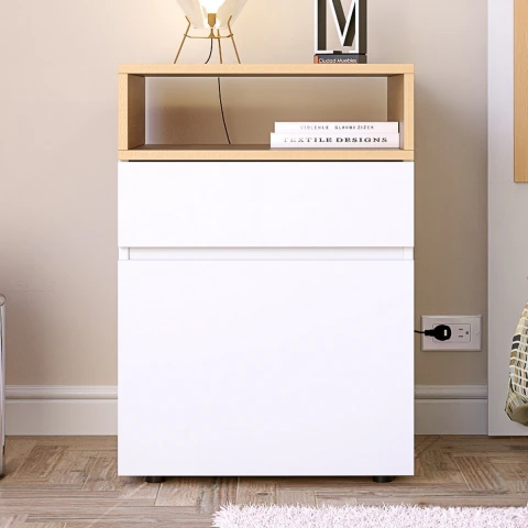 Mesa De Luz Moderna Funcional Con Cajon Y Puerta Meier