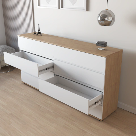 Cajonera Cómoda 8 Cajones Madera Melamina 180x92cm Color