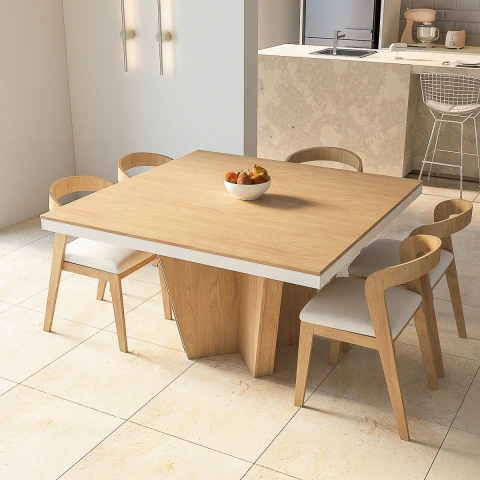 Mesa cuadrada estrella de comedor 6 personas de 130x130x78cm