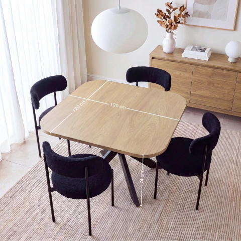 Mesa Cuadrada Aura 120x120 cm Natural