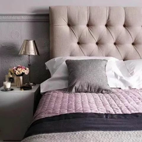 Respaldo de sommier capitoné tapizado en tela mecha premium - comprar online