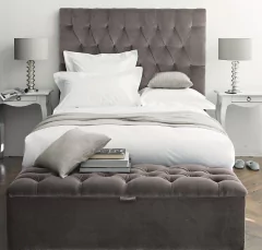 Combo Capitone Respaldo de sommier 2,0m + Baulera de cama 1,6m en tela premium en internet