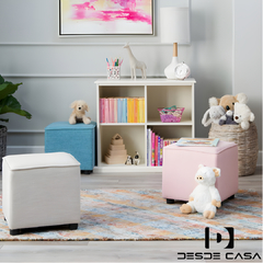 Puff KIDS cubo banco cuadrado tapizado en Pana Antimanchas
