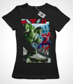 Remera Spiderman VS Hulk - Algodón Negra - comprar online