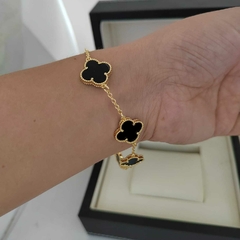 Pulseira Van Cleef Preta com Dourado Italiana