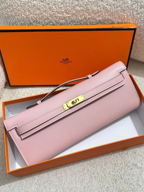 Bolsa Hermes Kelly Cut Clutch Rosa Claro - comprar online