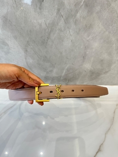 Cinto YSL Yves Saint Laurent Nude Logo 3cm Italiana