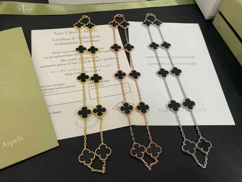 Colar Van Cleef 10 Trevos Preta Italiana