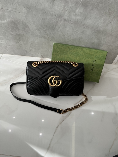 Bolsa Gucci Marmont Pequena Shoulder Preta Italiana