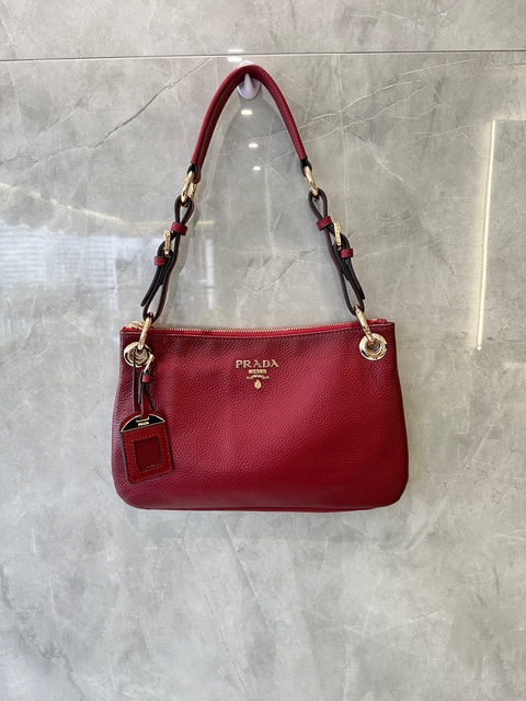 Bolsa Prada Tessuto Hobo Vermelha com alça longa Italiana