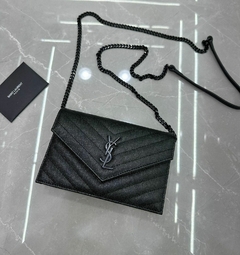 Bolsa YSL Transversal com Placa de Logo All Black Italiana