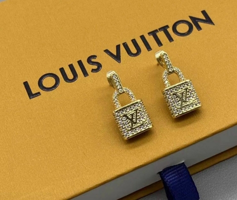 Brinco Louis Vuitton Cadeado Brilho Dourado Italiana