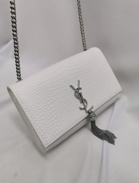 Bolsa YSL Kate Croco Branco Italiana