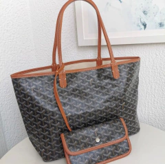 Bolsa Goyard St Louis Preto Com Alças Caramelo Média Italiana - comprar online