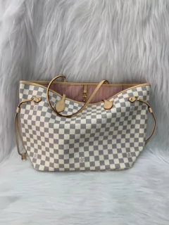 Bolsa Louis Vuitton Neverfull Mm Azur Com Forro Rosa Italiana